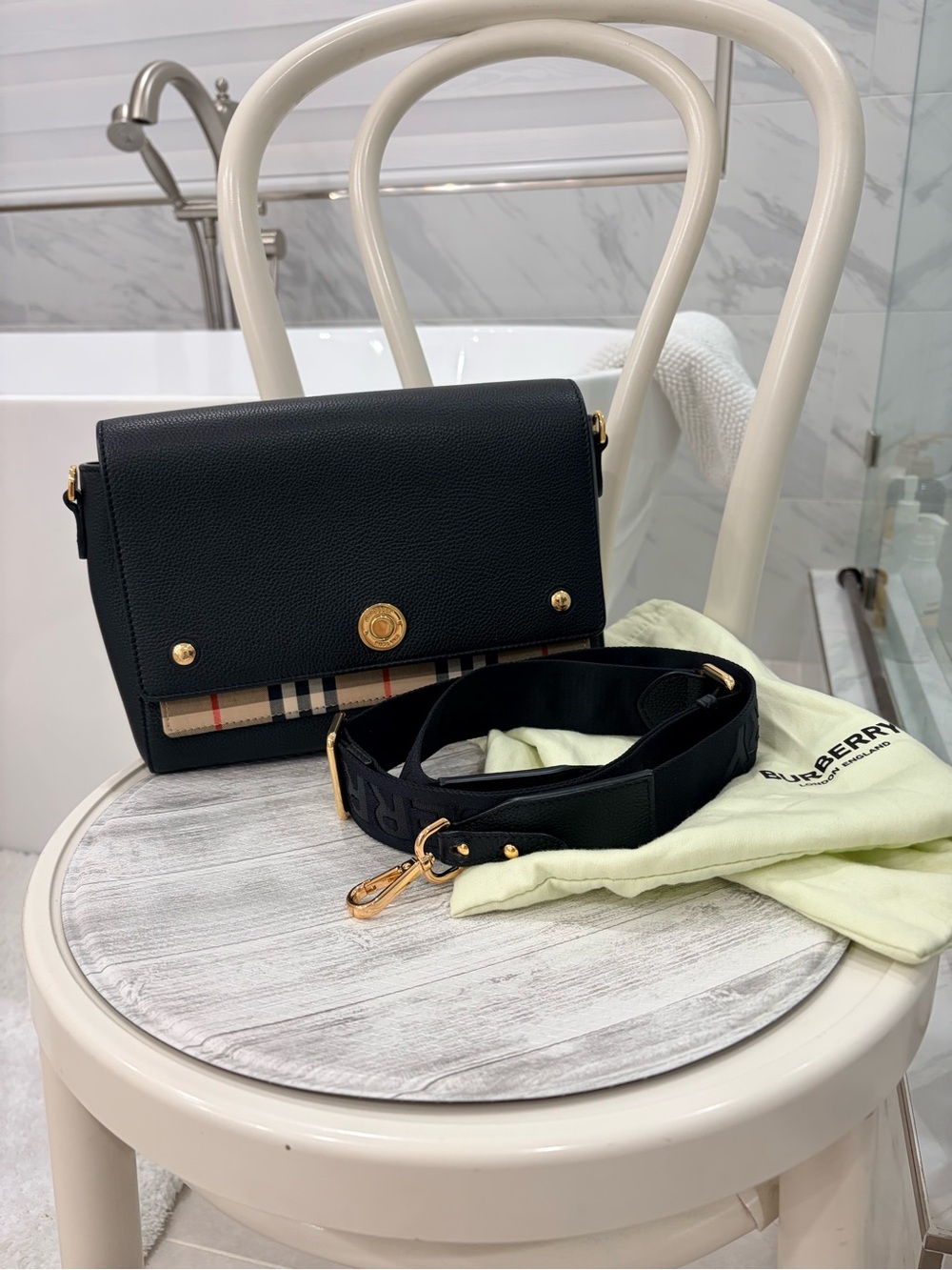 Authentic Burberry Note Bag in Black
